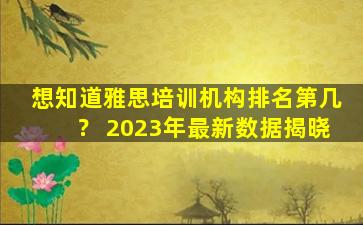 想知道雅思培训机构排名第几？ 2023年最新数据揭晓